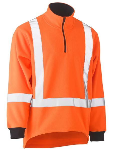 Bisley Hi Vis X Taped TTMC Polar Fleece 1/4 Zip Pullover (BISBK6249XT)