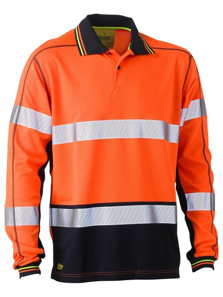 Bisley Hi Vis Taped Polyester Mesh Polo Long Sleeve (BISBK6219T)