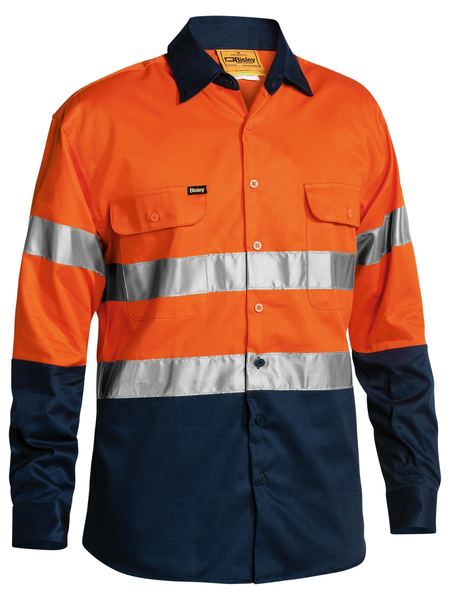 Bisley Hi Vis Taped Drill Shirt Long Sleeve (BISBT6456)