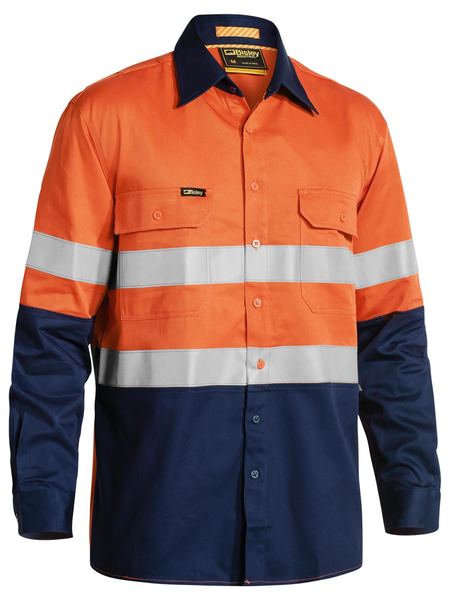 Bisley Hi Vis Taped Industrial Cool Vented Shirt Long Sleeve (BISBS6448T)
