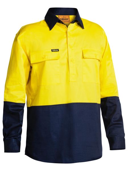Bisley Hi Vis Closed Front Drill Shirt Long Sleeve (BISBSC6267)
