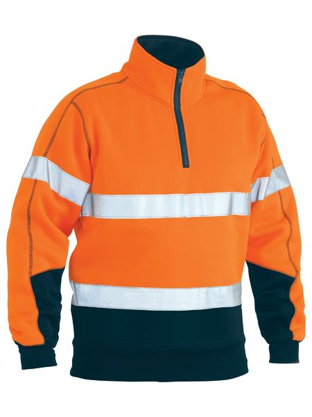 Bisley Hi Vis Taped Fleece 1/4 Zip Pullover (BISBK6989T)