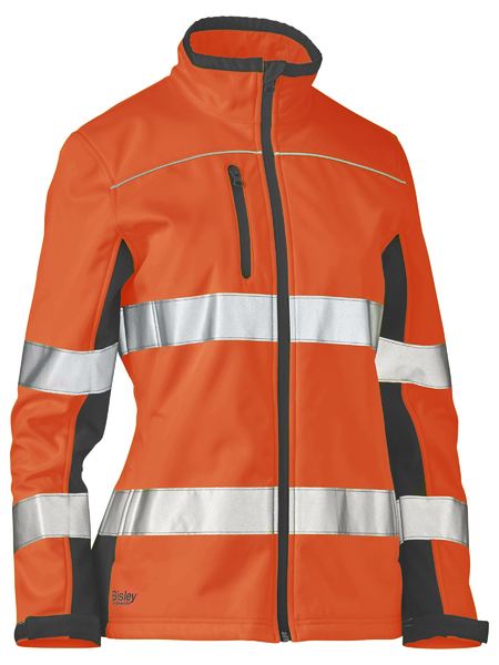 Bisley Hi Vis Ladies Taped Two Tone Soft Shell Jacket (BISBJL6059T)