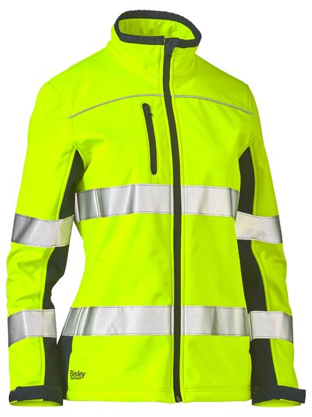 Bisley Hi Vis Ladies Taped Two Tone Soft Shell Jacket (BISBJL6059T)