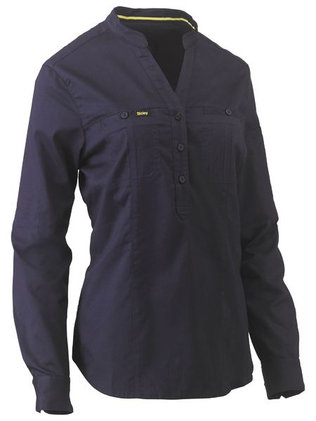 Bisley Ladies Stretch V Neck Closed Front Shirt Long Sleeve (BISBLC6063)