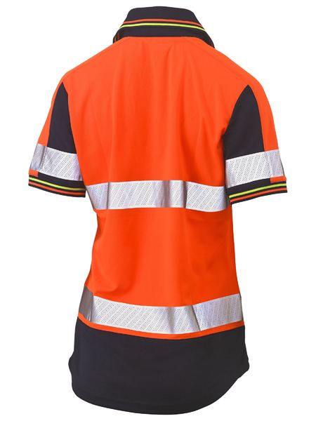Bisley Hi Vis Ladies Taped Two Tone V Neck Polo Short Sleeve (BISBKL1225T)
