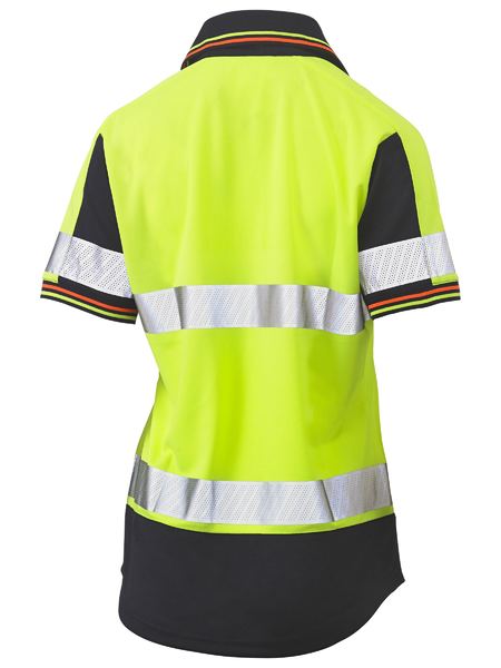 Bisley Hi Vis Ladies Taped Two Tone V Neck Polo Short Sleeve (BISBKL1225T)