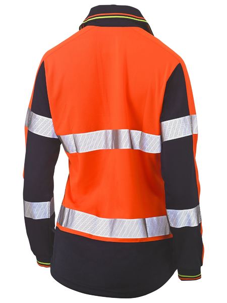 Bisley Hi Vis Ladies Taped Two Tone V Neck Polo Long Sleeve (BISBKL6225T)