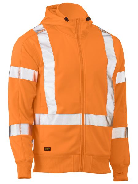 Bisley Hi Vis X Taped Zip Front Fleece Hoodie (BISBK6819XT)