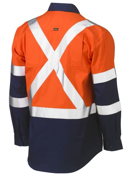 Bisley Hi Vis X-Taped Biomotion Two Tone Lightweight Drill Shirt Long Sleeve (BISBS6696XT)