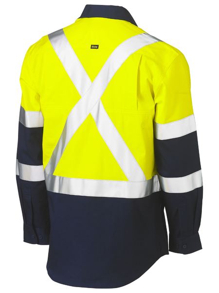 Bisley Hi Vis X-Taped Biomotion Two Tone Lightweight Drill Shirt Long Sleeve (BISBS6696XT)