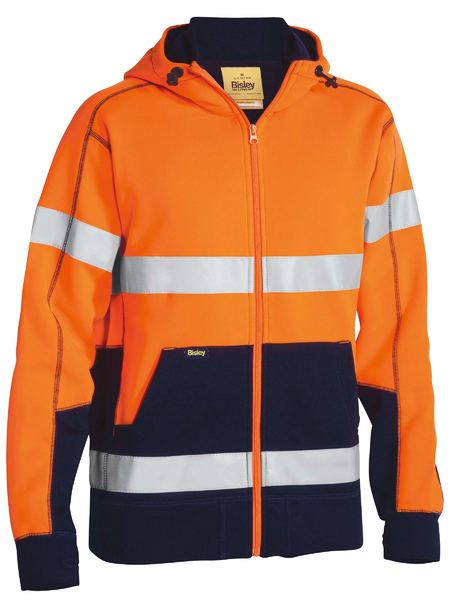 Bisley Hi Vis Taped Zip Fleece Hoodie with Sherpa (BISBK6988T)