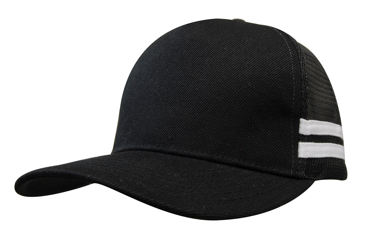 American Premium Twill/Mesh Deep Fit Trucker with Stripes (HWS3995)