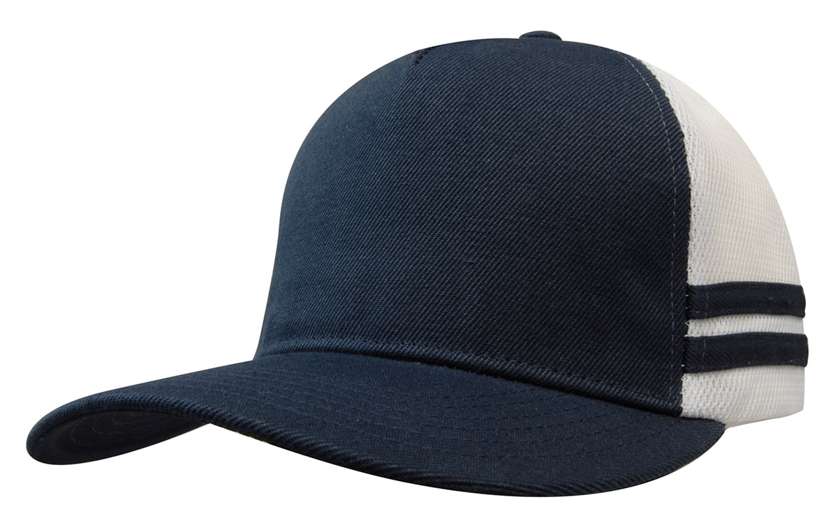 American Premium Twill/Mesh Deep Fit Trucker with Stripes (HWS3995)