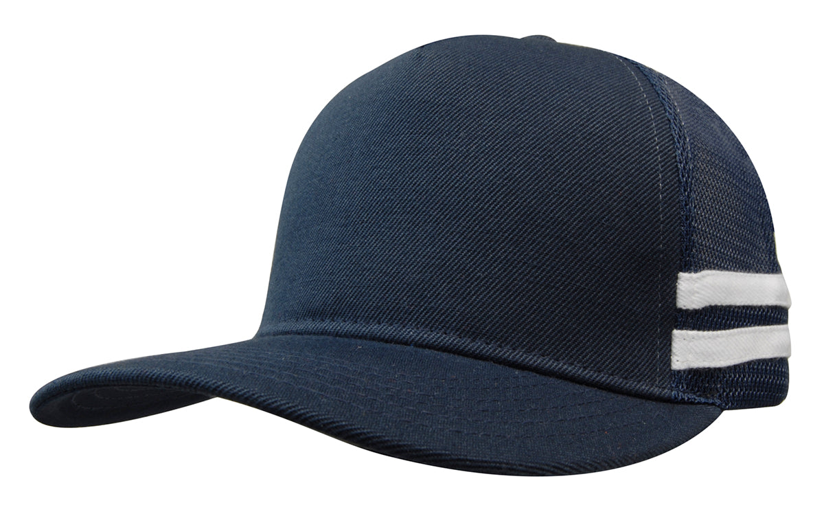 American Premium Twill/Mesh Deep Fit Trucker with Stripes (HWS3995)