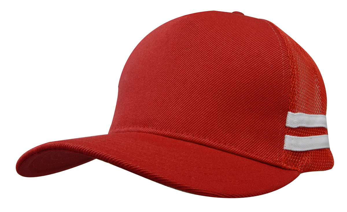 American Premium Twill/Mesh Deep Fit Trucker with Stripes (HWS3995)