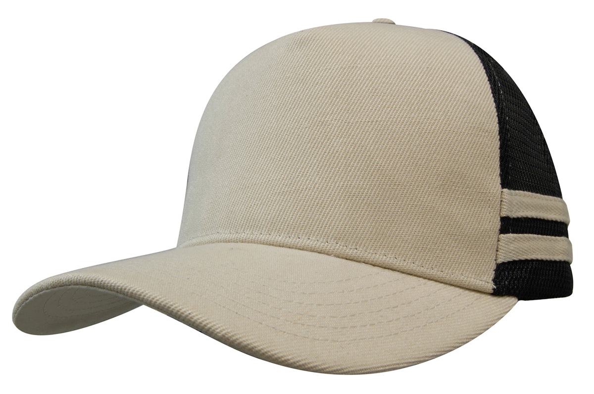 American Premium Twill/Mesh Deep Fit Trucker with Stripes (HWS3995)
