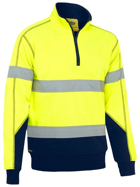 Bisley Hi Vis Taped 1/4 Zip Fleece Pullover with Sherpa (BISBK6987T)