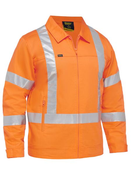 Bisley Hi Vis X Taped Drill Jacket with Liquid Repellent Finish (BISBJ6919XT)