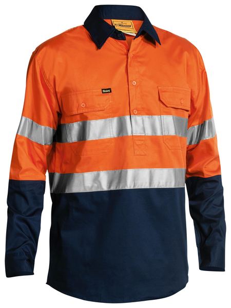 Bisley Hi Vis Taped Closed Front Cool Lightweight Shirt Long Sleeve (BISBSC6896)