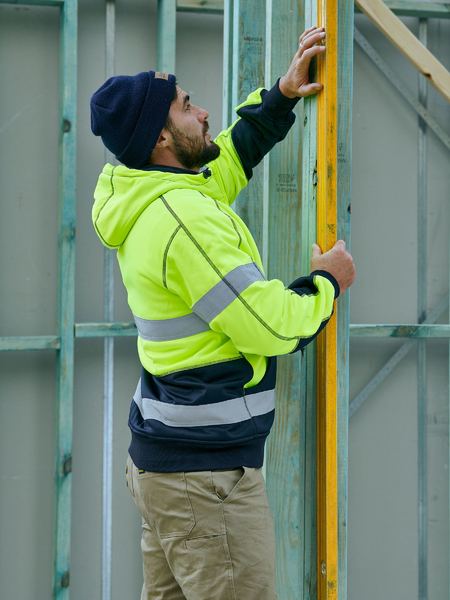 Bisley Hi Vis Taped Zip Fleece Hoodie with Sherpa (BISBK6988T)