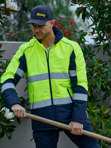 Bisley Hi Vis Taped Puffer Jacket with Stand Collar (BISBJ6829T)
