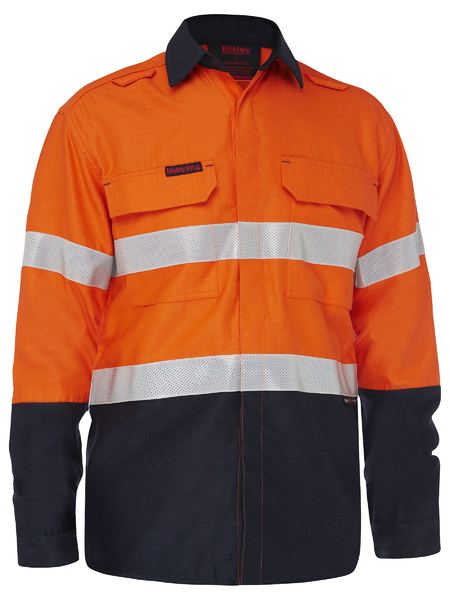 Bisley Apex 160 Hi Vis Taped FR Ripstop Vented Shirt Long Sleeve (BISBS8338T)