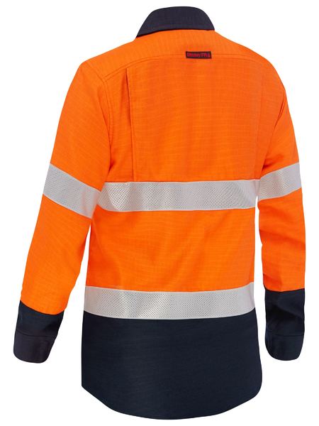 Bisley Apex 160 Hi Vis Ladies Taped FR Ripstop Vented Shirt Long Sleeve (BISBL8338T)