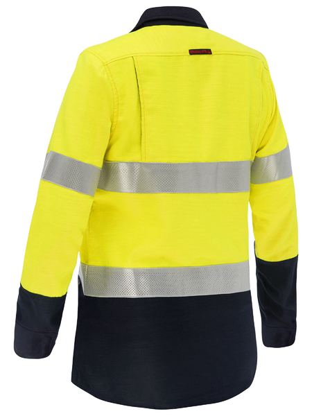Bisley Apex 160 Hi Vis Ladies Taped FR Ripstop Vented Shirt Long Sleeve (BISBL8338T)