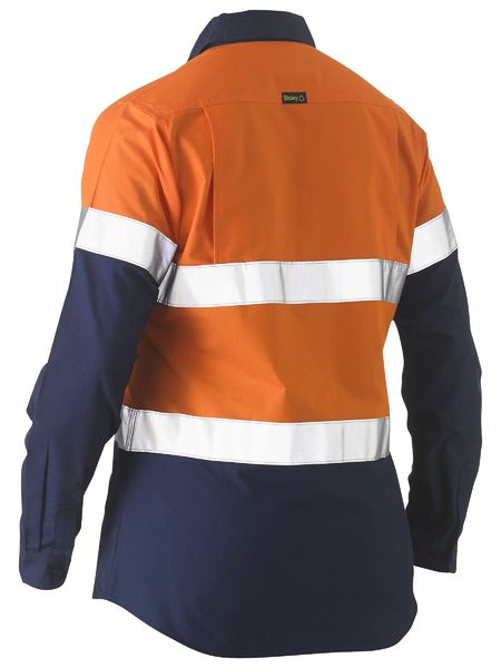 Bisley Hi Vis Ladies Recycle Taped Two Tone Drill Shirt Long Sleeve (BISBL6996T)