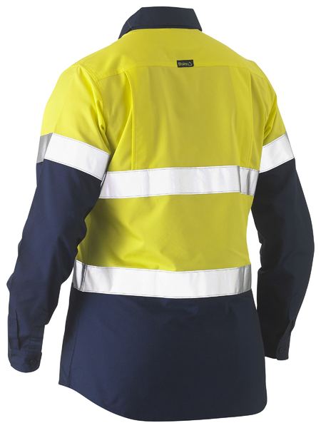 Bisley Hi Vis Ladies Recycle Taped Two Tone Drill Shirt Long Sleeve (BISBL6996T)