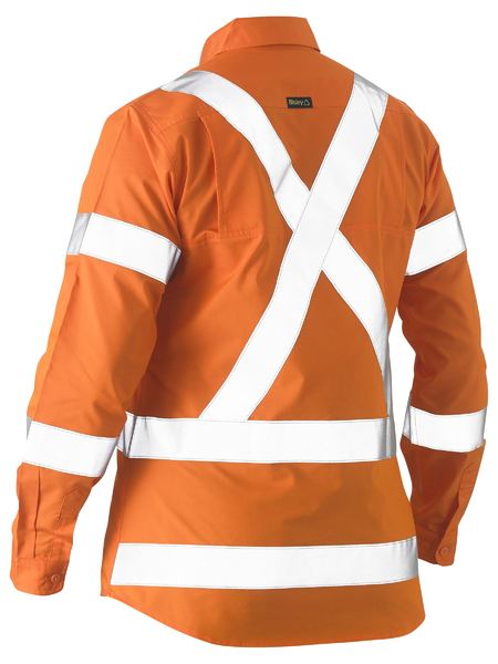 Bisley Hi Vis Ladies Recycle X-Taped Drill Shirt Long Sleeve (BISBL6266XT)