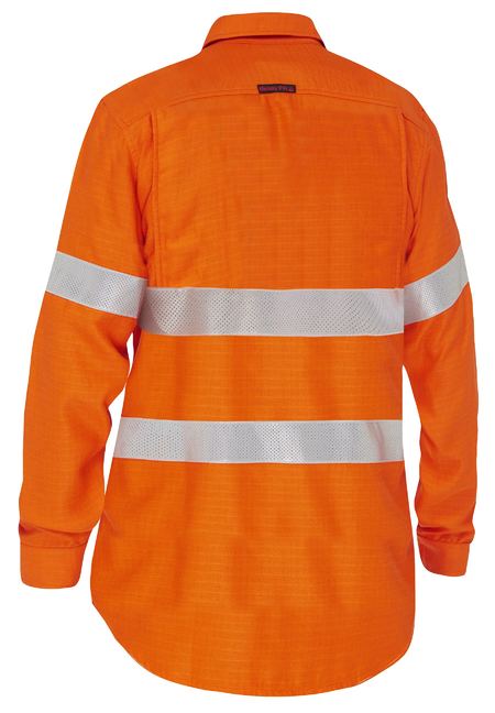 Bisley Apex 160 Hi Vis Ladies Taped FR Ripstop Vented Shirt Long Sleeve (BISBL8339T)