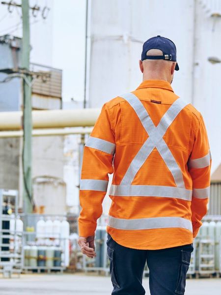 Bisley Apex 185 Hi Vis X Taped Biomotion FR Ripstop Vented Shirt Long Sleeve (BISBS8439XT)