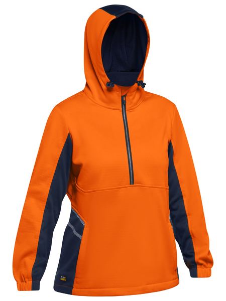 Bisley Hi Vis Ladies Liquid Repellent Fleece Hoodie (BISBKL6571)
