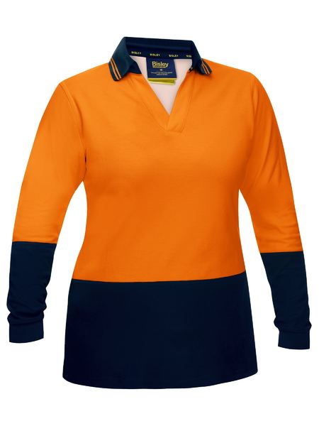 Bisley Hi Vis Ladies V Neck Polo Long Sleeve (BISBKL6234)