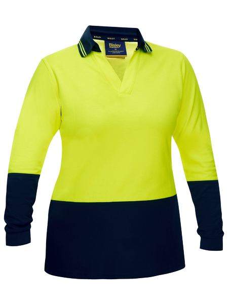 Bisley Hi Vis Ladies V Neck Polo Long Sleeve (BISBKL6234)