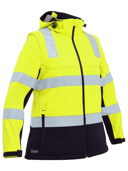 Bisley Hi Vis Ladies Taped Two Tone 3 in 1 Soft Shell Jacket (BISBJL6078T)