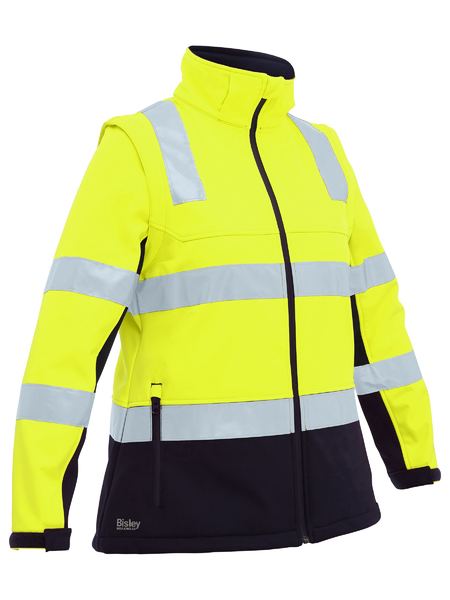 Bisley Hi Vis Ladies Taped Two Tone 3 in 1 Soft Shell Jacket (BISBJL6078T)