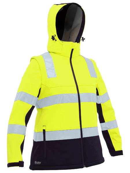 Bisley Hi Vis Ladies Taped Two Tone 3 in 1 Soft Shell Jacket (BISBJL6078T)