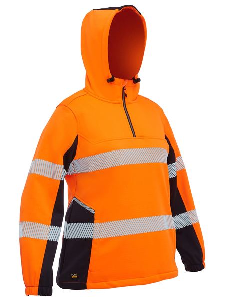 Bisley Hi Vis FLX & Move Ladies Taped Liquid Repellent Fleece Hoodie (BISBKL6571T)