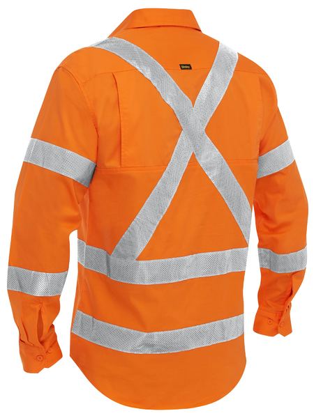 Bisley Hi Vis X-Taped Closed Front Cool Lightweight Drill Shirt Long Sleeve (BISBSC6166XT)