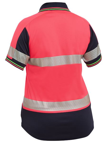 Bisley Hi Vis Ladies Taped Two Tone V Neck Polo Short Sleeve (BISBKL1225T)