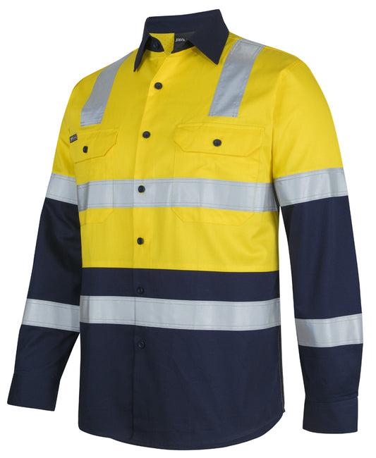 JB's Hi Vis (D+N) 150G Level 3 Work Shirt Long Sleeve (JBS6DNW3)