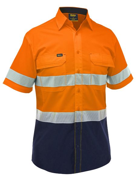 Bisley X Airflow Hi Vis Taped Stretch Ripstop Shirt Short Sleeve (BISBS1491T)