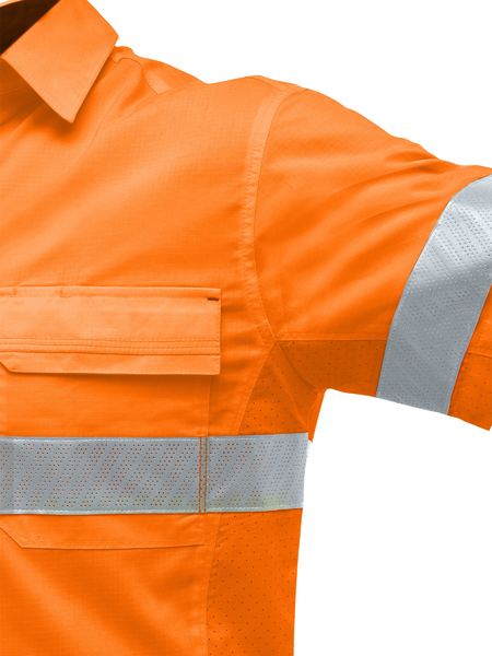 Bisley X Airflow Hi Vis Taped Stretch Ripstop Shirt Short Sleeve (BISBS1491T)