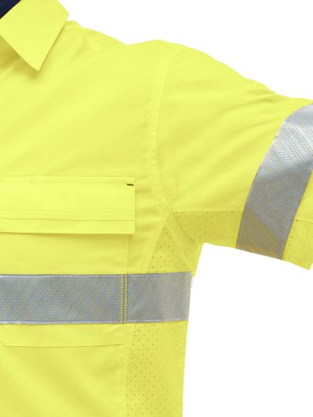 Bisley X Airflow Hi Vis Taped Stretch Ripstop Shirt Short Sleeve (BISBS1491T)