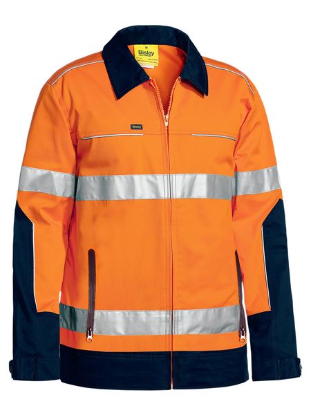 Bisley Hi Vis Taped Drill Jacket with Liquid Repellent Finish (BISBJ6917T)
