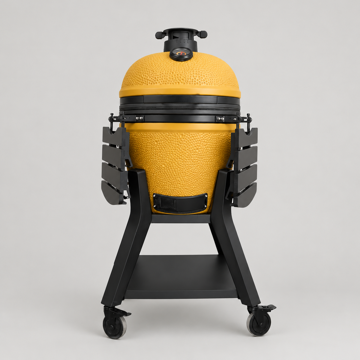 Kamado Moe orange-peel 21″ Yellow Matt — AI finish illustration; source-model reference.