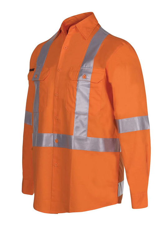 JB's Hi Vis (D+N) 150G Cross Back Tape Shirt Long Sleeve (JBS6DCBL)